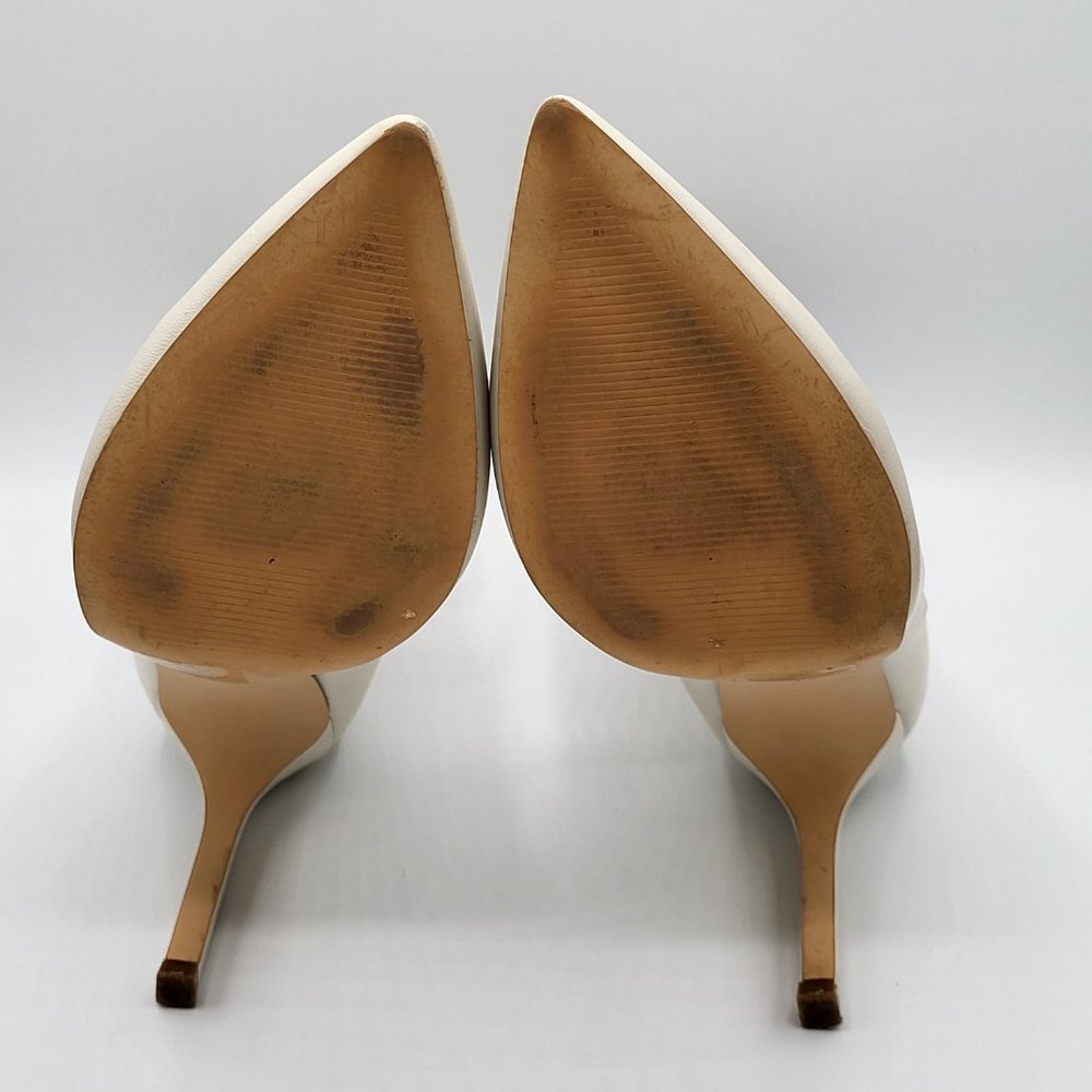 Nine West TIRZAH White Leather Pointed Toe Dress Boots SZ 8.5 - Picture 6 of 13